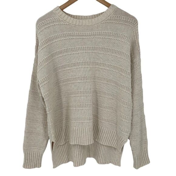 Cupcakes & Cashmere Chunky Knit Hi-Lo Textured Sweater Relaxed Cream Women Large - Picture 1 of 10